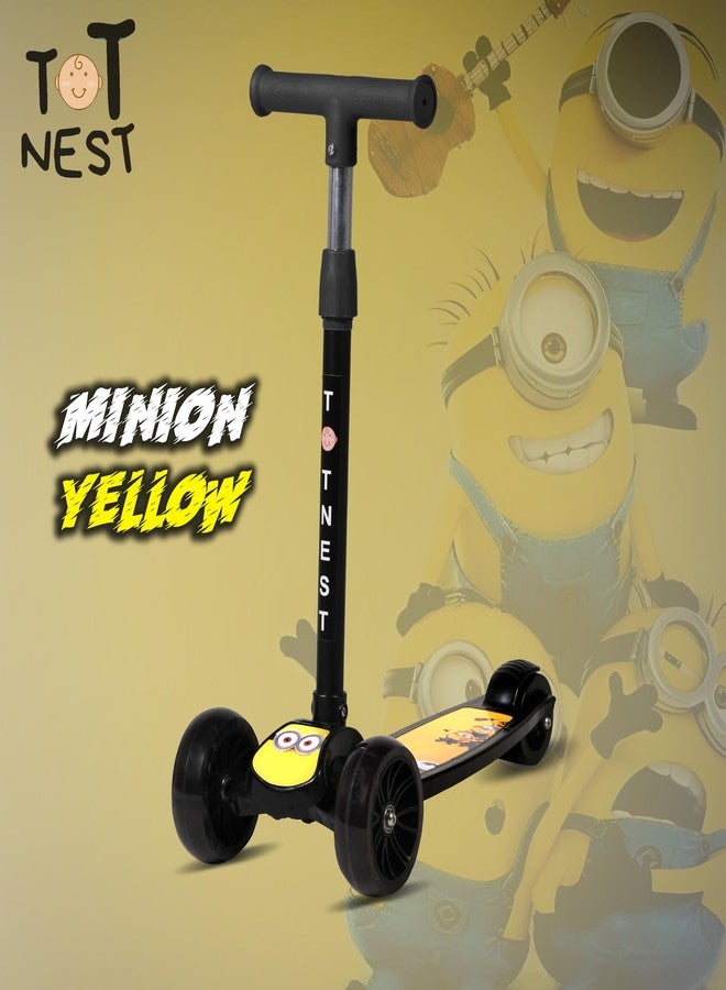 TOT NEST Scooter for Kids, 3 Wheel Kids Scooter Smart Kick Scooter with Foldable & Height Adjustable Handle & Extra-Wide LED PU Wheels & Brake, Skate Scooter for Kids (Crazy Yellow) - Image 2